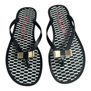 Coach New York Landon Gold Bow Thong Flip Flop Sandal Women Size 6